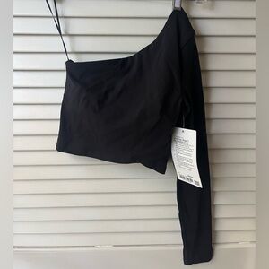 Lululemon black one sleeve cropped top- size 2.NTW